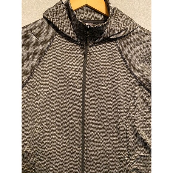 Mondetta Hoodie Women's Medium Gray‎ Chevron Stretch Thumb Hole Sleeve Full-Zip - Picture 5 of 16